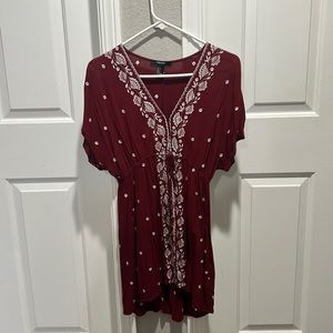 Red sundress with lace details